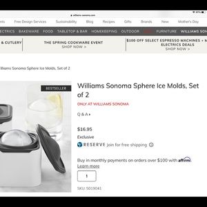 Williams Sonoma Round Ice Sphere Molds